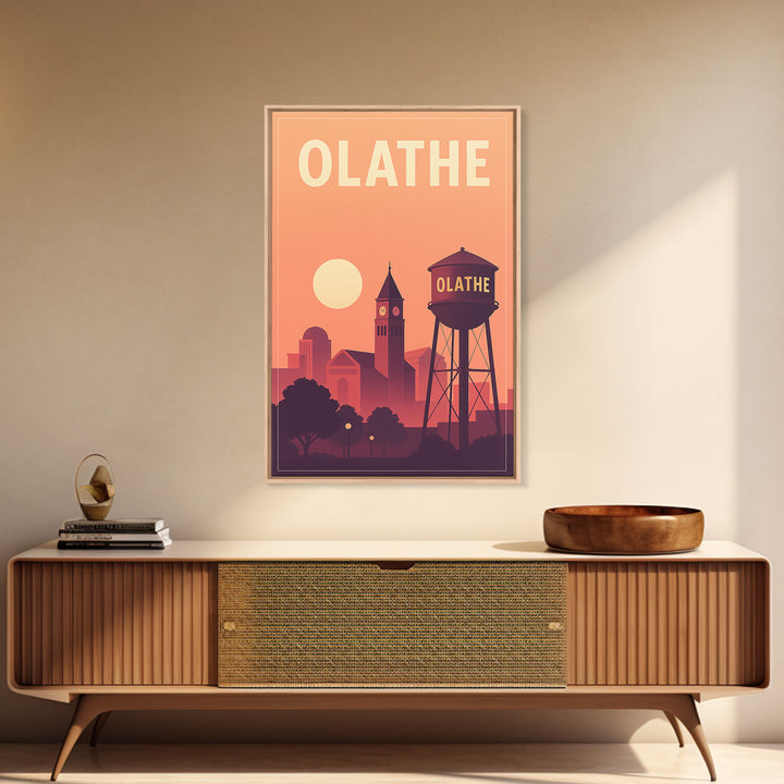 Olathe Travel Poster, Canvas Print, Mid Century City Wall Art, Olathe Travel Art, Travel Wall Art, Home Office Decor, City Illustration