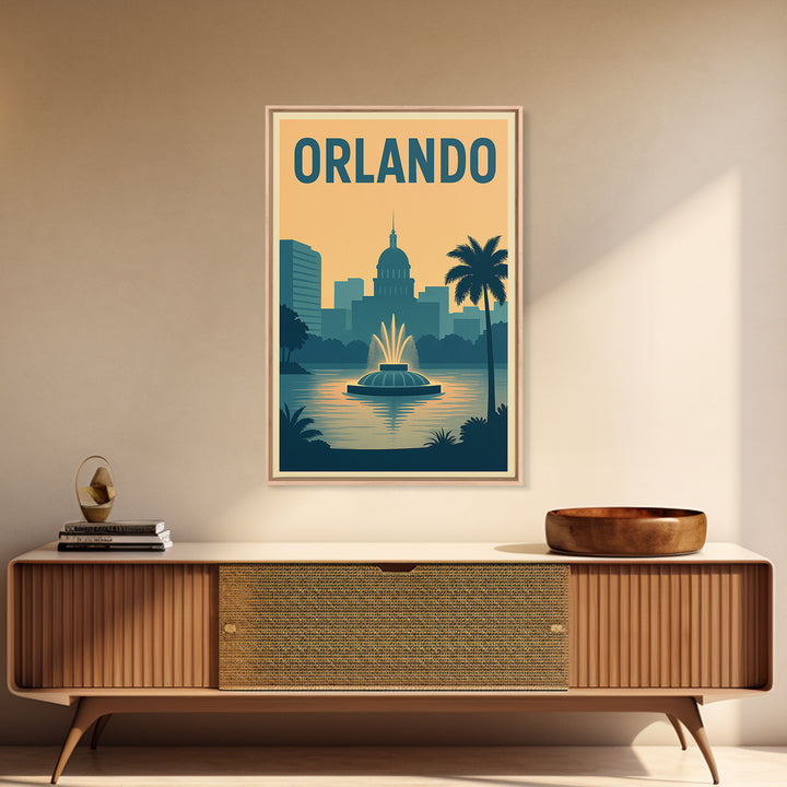Orlando Travel Poster, Framed Canvas Print, Classic Travel Poster Art, Orlando Travel Art, Vintage Travel Art, Mid Century Wall Art