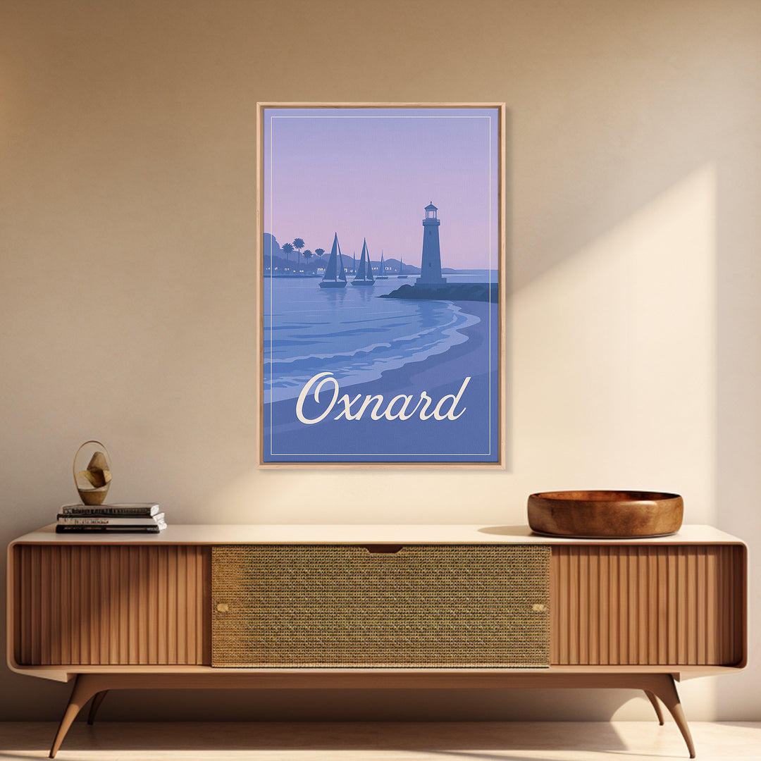 Oxnard Travel Poster, Canvas Print, Mid Century City Wall Art, Oxnard City Art, Travel Wall Art, Travel Poster Set, Wanderlust Decor