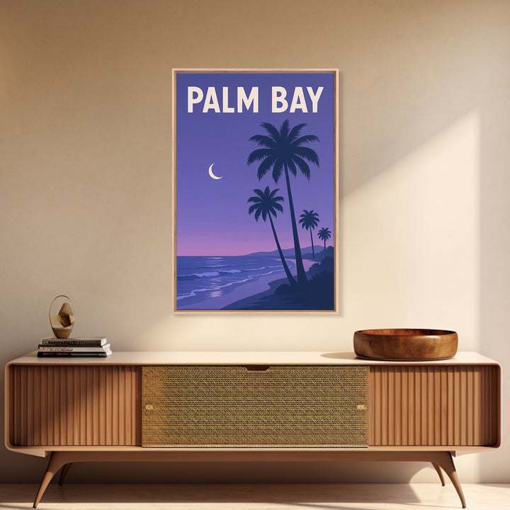 Palm Bay Florida Travel Poster, Canvas Print, Retro Sunset Skyline Art, Palm Bay Poster Print, Poster Art, Wanderlust Decor, Travel Gift