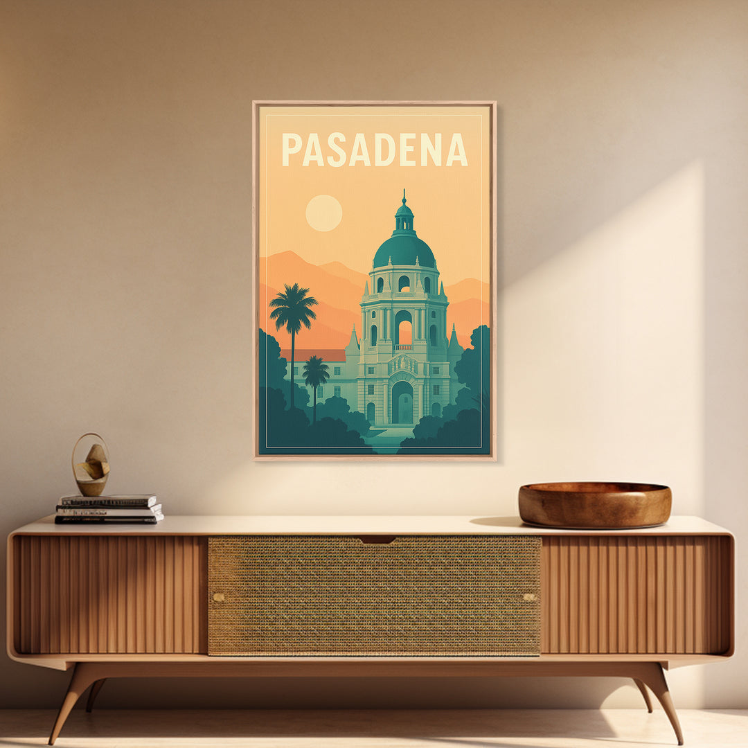 Pasadena Travel Poster, Canvas Print, Mid Century City Wall Art, Pasadena Poster Print, Travel Poster Art, Mid Century Wall Art