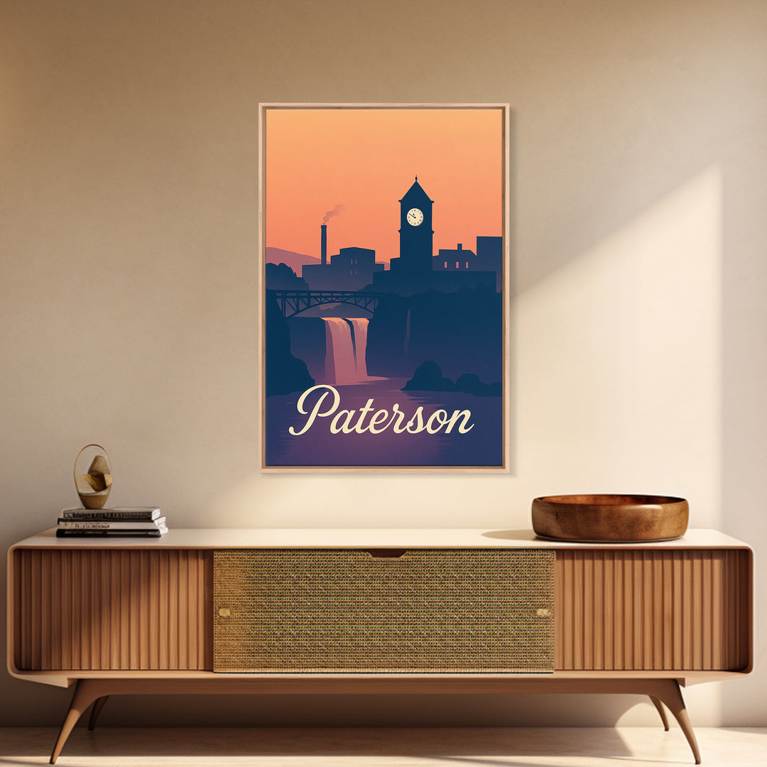 Paterson New Jersey Travel Poster, Canvas Print, Mid Century City Wall Art, Paterson Print, Vintage City Poster, Vintage City Art, Design 2