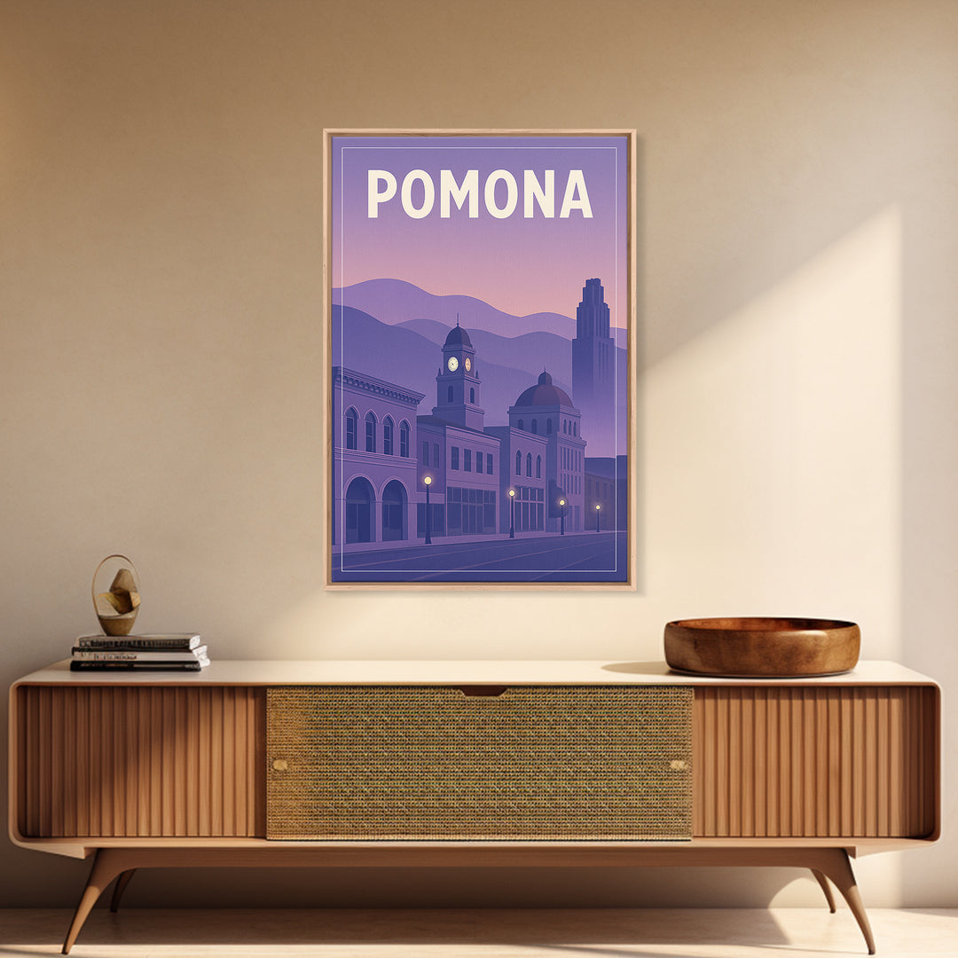 Pomona California Travel Poster, Canvas Print, Classic Travel Poster Art, Pomona City Art, Wall Art, Wanderlust Decor, City Art Print