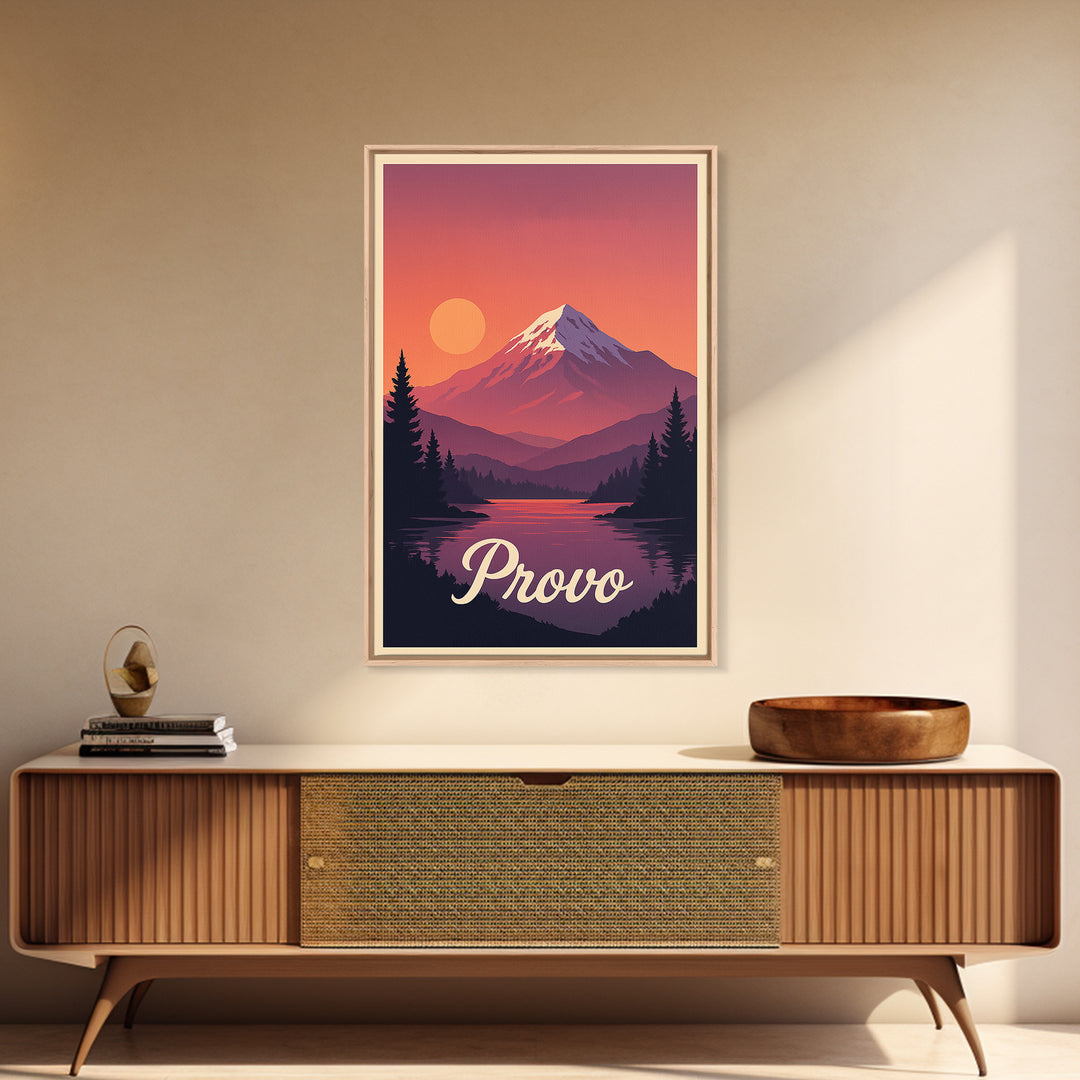 Provo Utah Travel Poster, Canvas Print, Vintage Travel Poster Art, Provo Wall Art, City Travel Prints, Fine Art Print, Retro Travel Print
