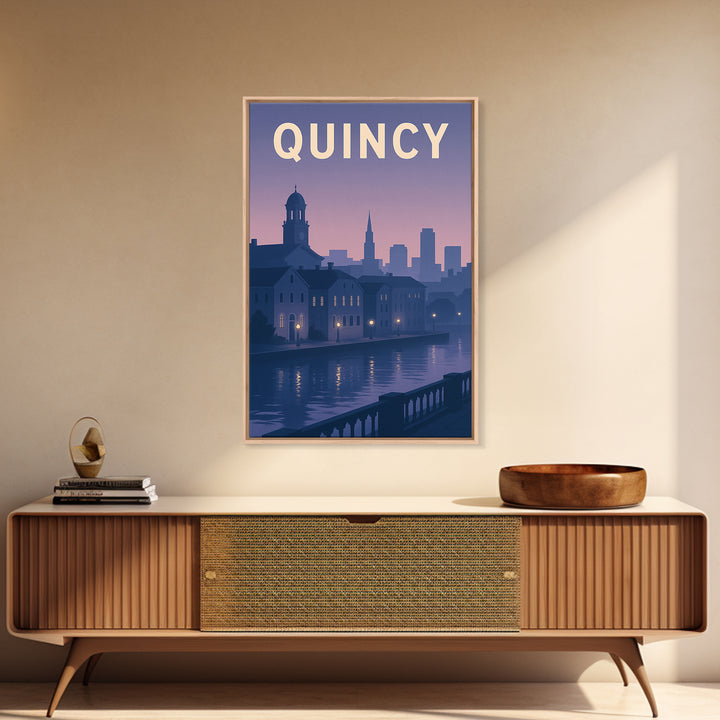 Quincy Massachusetts Travel Poster, Canvas Print, Vintage Poster Art, Quincy Wall Art, City Art Print, Travel Wall Art, Travel Poster Art