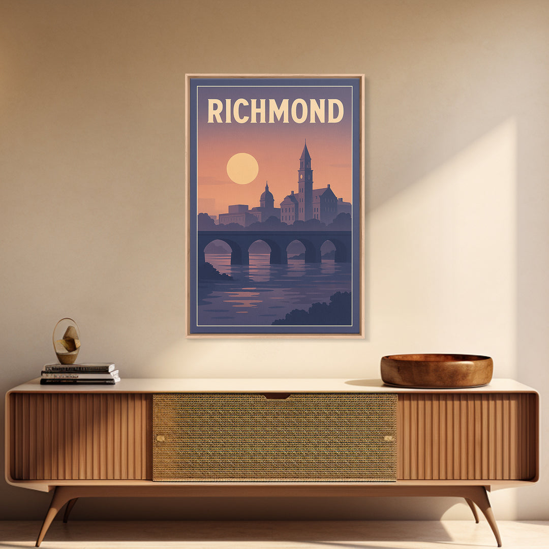 Richmond Travel Poster, Canvas Print, Classic Travel Poster Art, Richmond Travel Art, Modern Wall Decor, Living Room Wall Art, Design 2