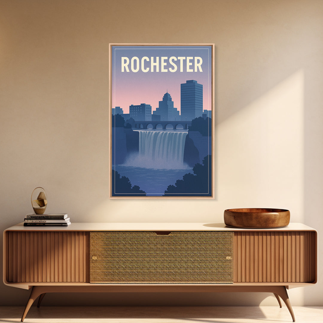 Rochester New York Travel Poster, Canvas Print, Mid Century City Wall Art, Rochester Wall Art, Vintage City Poster, Vintage Travel Art