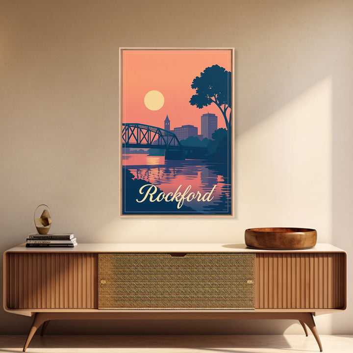 Rockford Illinois Travel Poster, Canvas Print, Classic Travel Poster Art, Rockford City Art, Travel Wall Art, Wall Decor, Fine Art Print