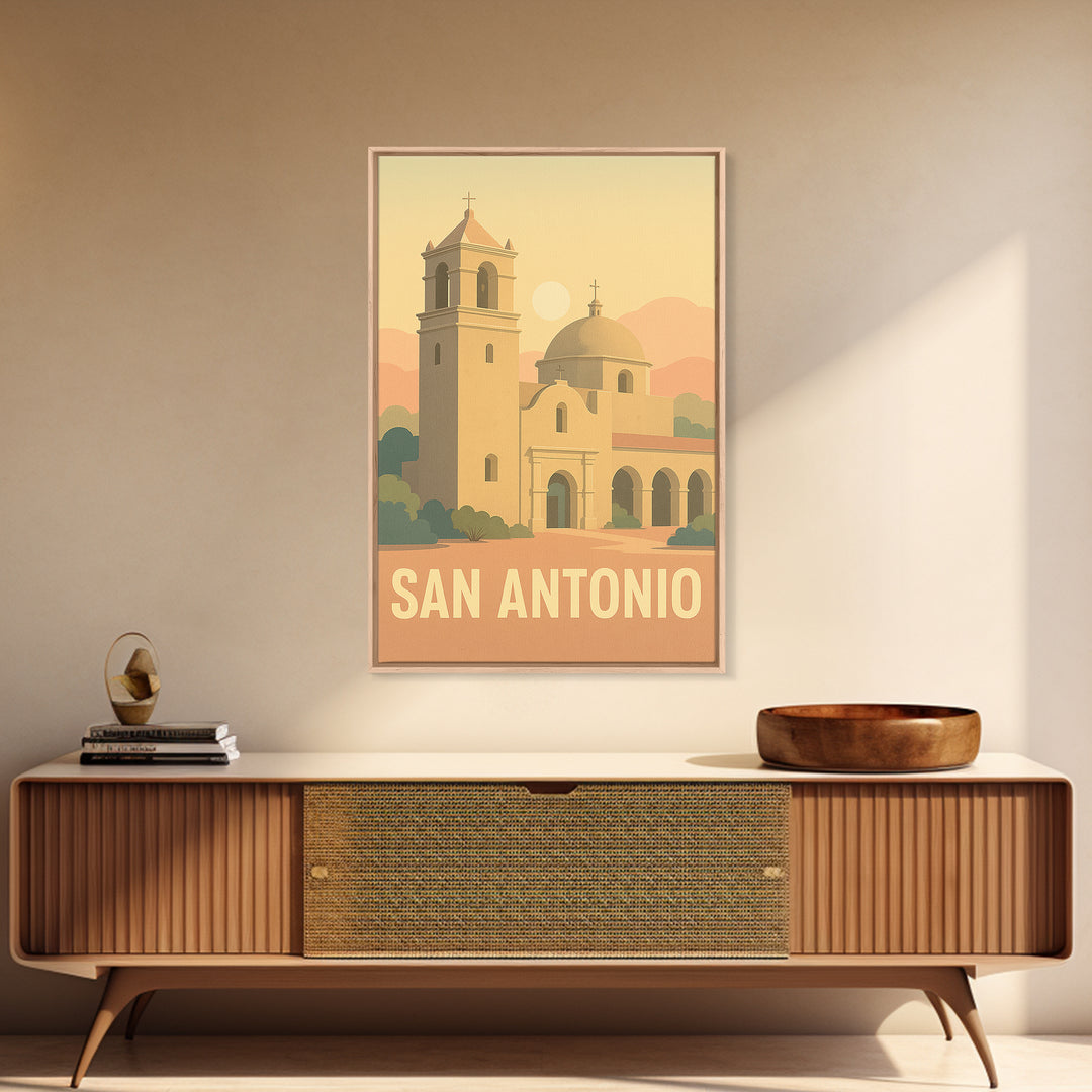 San Antonio Travel Poster, Canvas Print, Mid Century City Wall Art, San Antonio City Art, Vintage City Art, Retro Travel Print