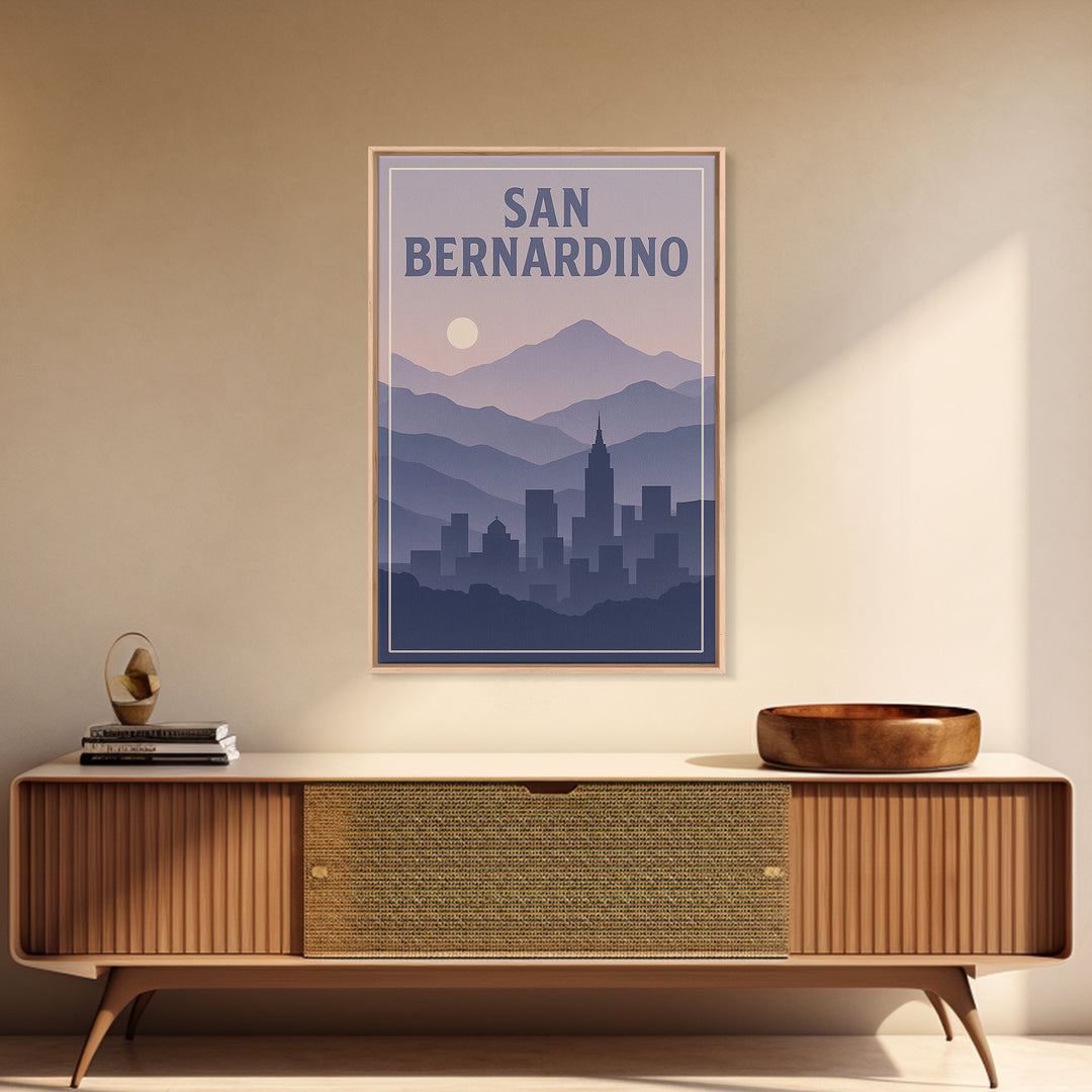 San Bernardino California Travel Poster, Canvas Print, Mid Century City Wall Art, San Bernardino Travel Art, Modern Wall Decor, Wall Art
