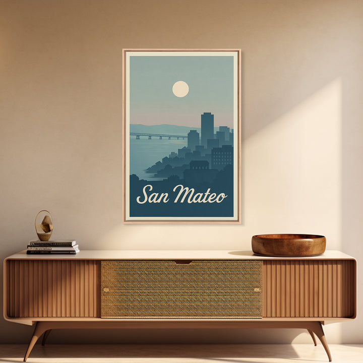 San Mateo Travel Poster, Canvas Print, Vintage Travel Poster Art, San Mateo Wall Art, Vintage Travel Print, Vintage City Poster