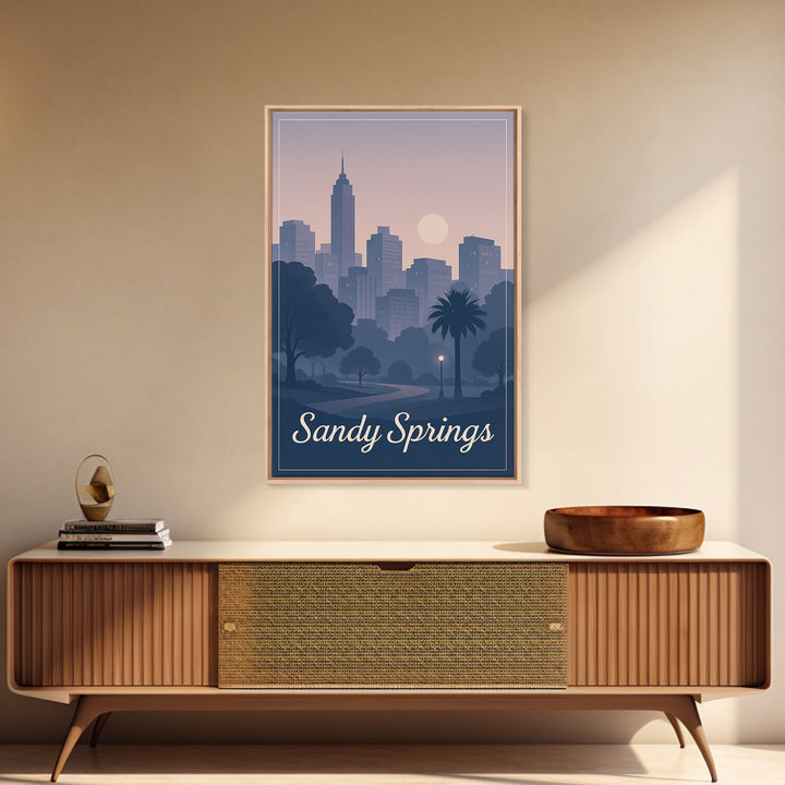 Sandy Springs Travel Poster, Framed Canvas Print, Classic Travel Poster Art, Sandy Springs Travel Art, City Art Print, Travel Poster Art