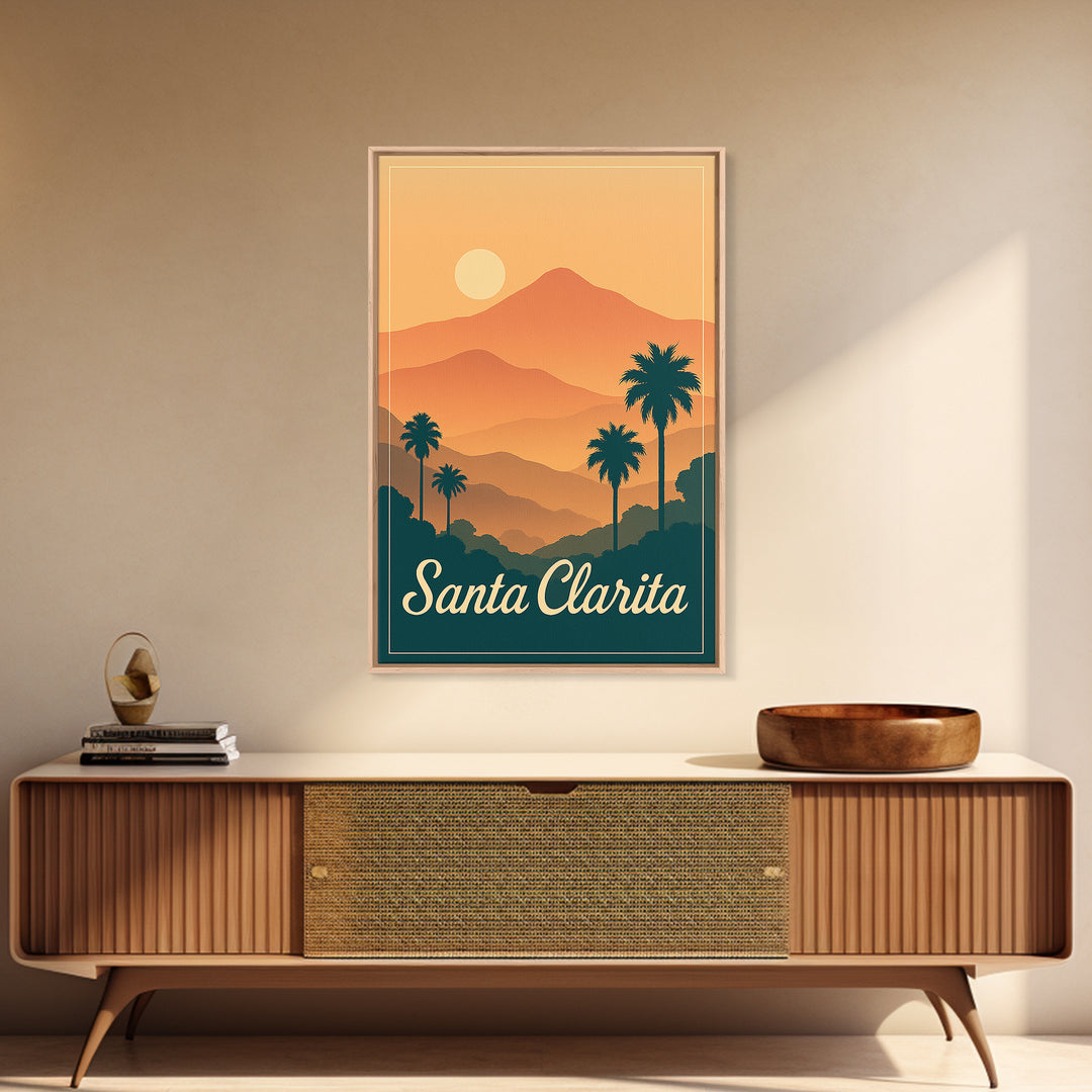 Santa Clarita California Travel Poster, Canvas Print, Classic Travel Poster Art, Santa Clarita Wall Art, Modern Wall Decor, Wall Decor