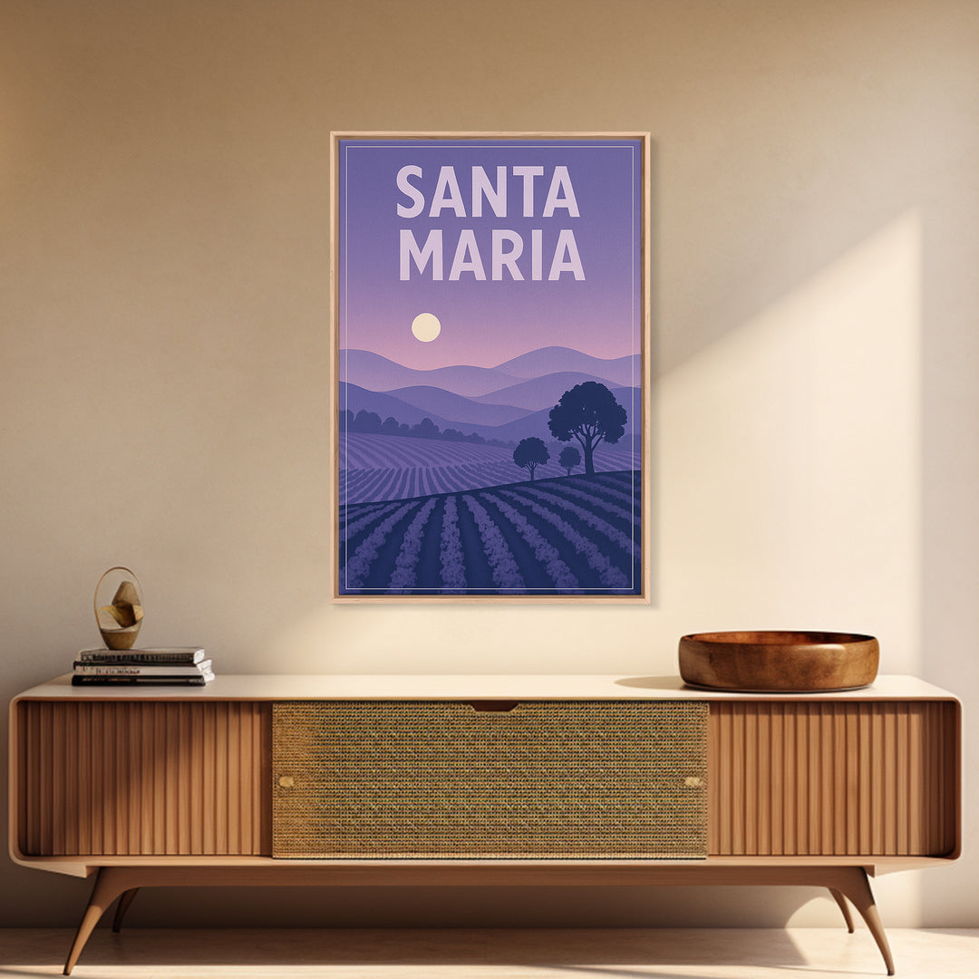 Santa Maria California Travel Poster, Canvas Print, Mid Century City Wall Art, Santa Maria Travel Art, City Illustration, Wall Decor
