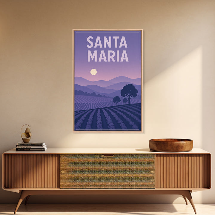 Santa Maria California Travel Poster, Canvas Print, Mid Century City Wall Art, Santa Maria Travel Art, City Illustration, Wall Decor