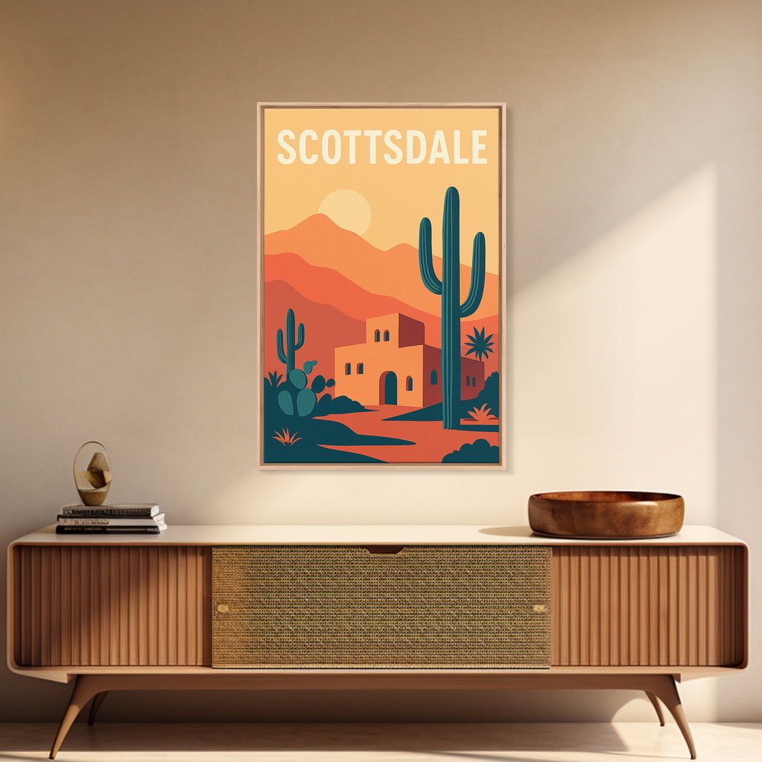 Scottsdale Travel Poster, Canvas Print, Vintage Travel Poster Art, Scottsdale Poster Print, Vintage City Poster, Fine Art Print