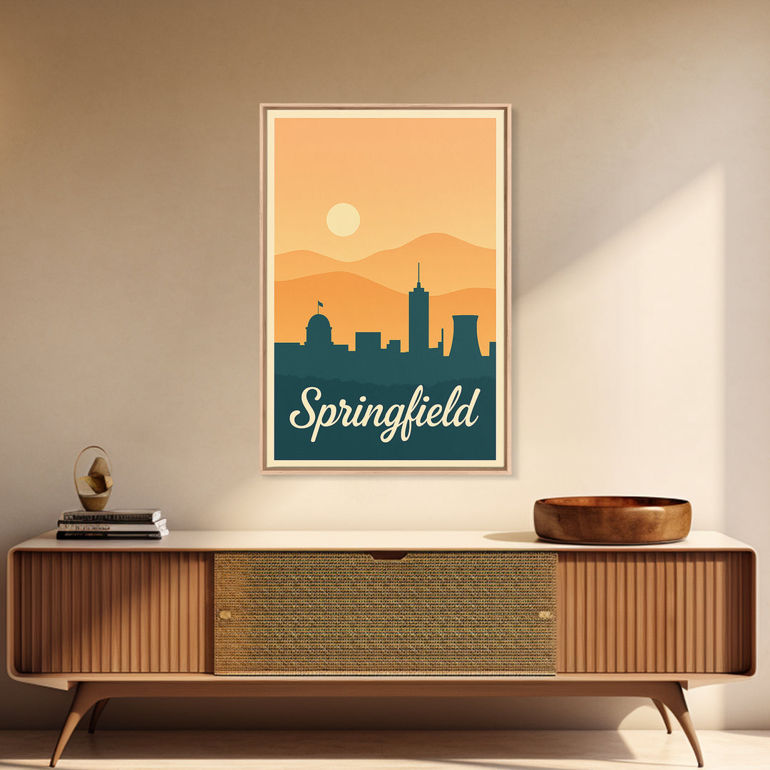 Springfield Missouri Travel Poster, Framed Canvas Print, Vintage Travel Poster Art, Springfield Wall Art, Gift For Travelers, Fine Art Print