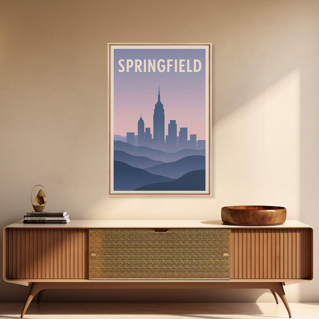 Springfield Travel Poster, Canvas Print, Mid Century City Wall Art, Springfield City Art, Retro Travel Print, City Travel Prints