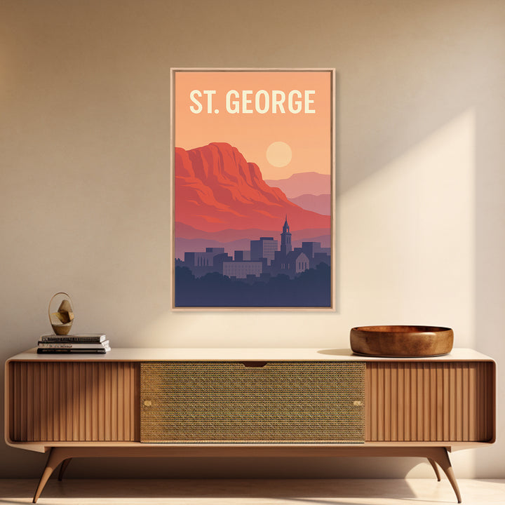 St George Utah Travel Poster, Canvas Print, Mid Century City Wall Art, St George Wall Art, City Travel Prints, Travel Art Print, Art Print