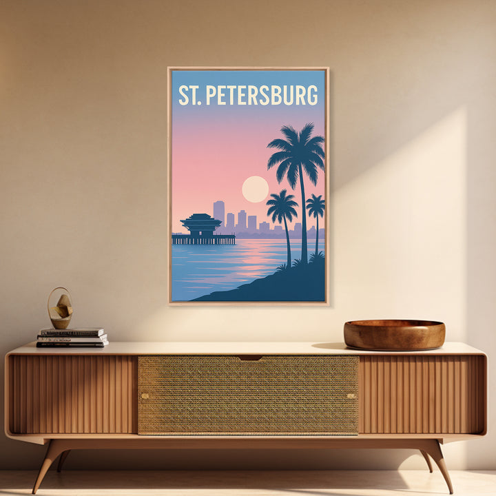 St Petersburg Florida Travel Poster, Canvas Print, Mid Century City Wall Art, St Petersburg Art Print, City Travel Prints, Travel Print
