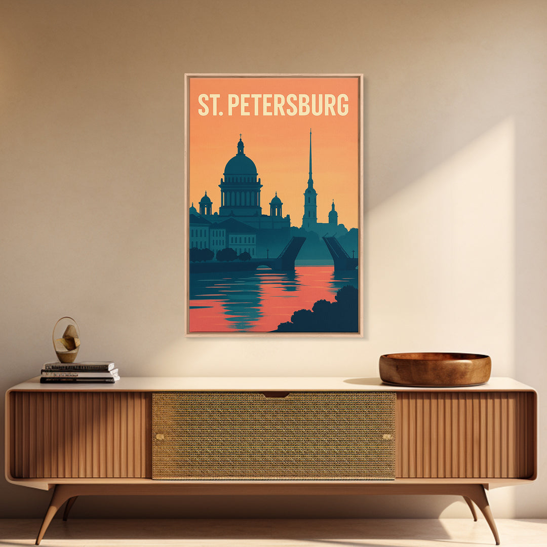 St Petersburg Travel Poster, Canvas Print, Classic Travel Poster Art, St Petersburg Wall Art, Fine Art Print, Travel Wall Art, Design 2