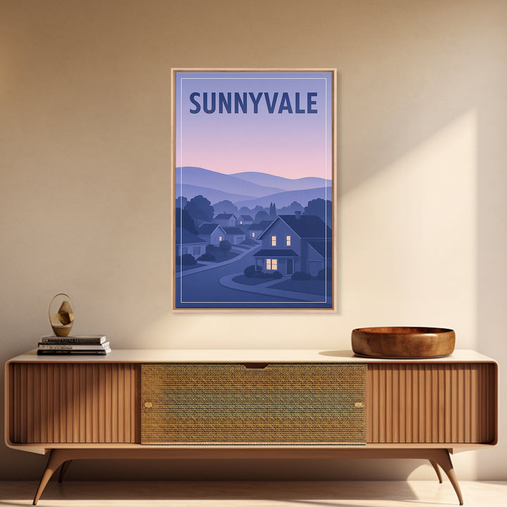 Sunnyvale California Travel Poster, Canvas Print, Retro Sunset Skyline Art, Sunnyvale Travel Art, Poster Art, Wall Decor, Poster Print