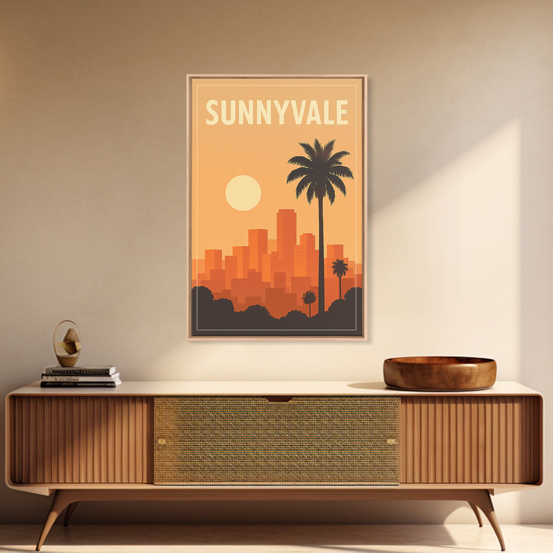 Sunnyvale Travel Poster, Framed Canvas Print, Vintage Travel Poster Art, Sunnyvale Art Print, Gift For Travelers, Living Room Wall Art