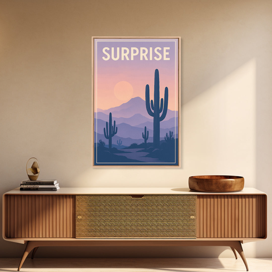 Surprise Arizona Travel Poster, Canvas Print, Mid Century City Wall Art, Surprise Travel Art, City Art Print, Fine Art Print, Travel Print