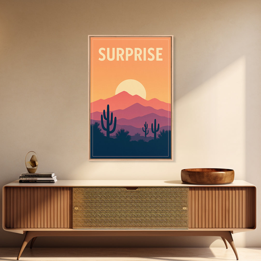Surprise Travel Poster, Canvas Print, Classic Travel Poster Art, Surprise Art Print, Wanderlust Decor, Travel Art Print, Modern Wall Decor