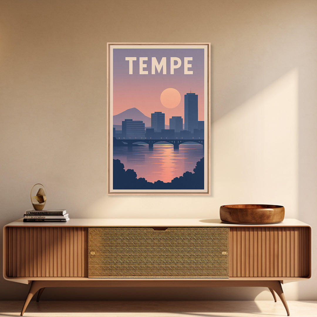 Tempe Arizona Travel Poster, Canvas Print, Mid Century City Wall Art, Tempe Travel Art, Travel Wall Art, City Poster, Gift For Travelers