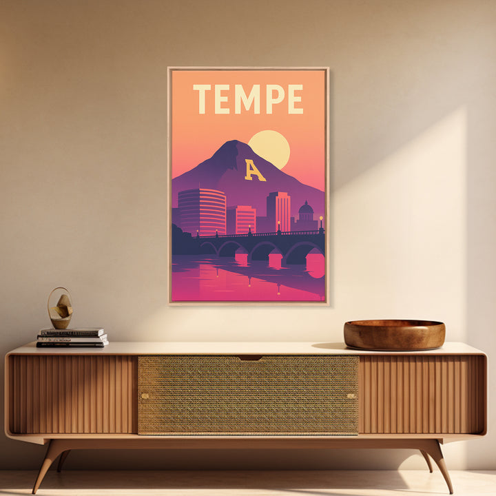 Tempe Travel Poster, Canvas Print, Vintage Travel Poster Art, Tempe Travel Art, Vintage City Art, Vintage Travel Print, City Art Print
