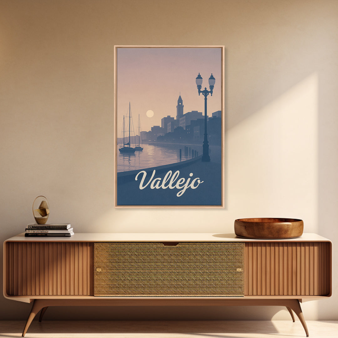 Vallejo Travel Poster, Canvas Print, Vintage Travel Poster Art, Vallejo City Art, Vintage City Art, City Illustration, Mid Century Wall Art