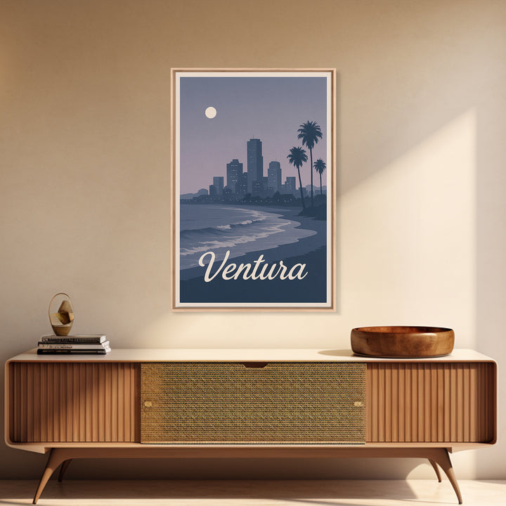 Ventura Travel Poster, Framed Canvas Print, Classic Travel Poster Art, Ventura City Art, Vintage Travel Art, Vintage Travel Print