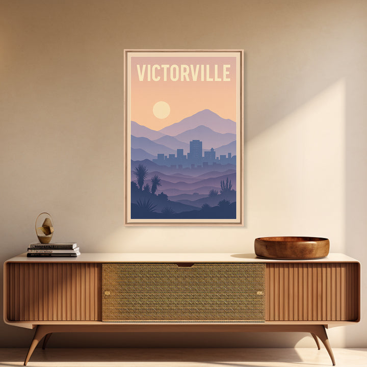 Victorville California Travel Poster, Canvas Print, Mid Century City Wall Art, Victorville Travel Art, Travel Poster Art, Watercolor Skyline