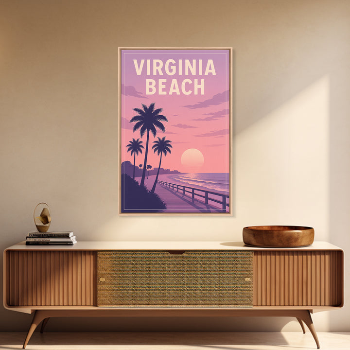 Virginia Beach Virginia Travel Poster, Canvas Print, Classic Travel Poster Art, Virginia Beach City Art, City Illustration, Fine Art Print