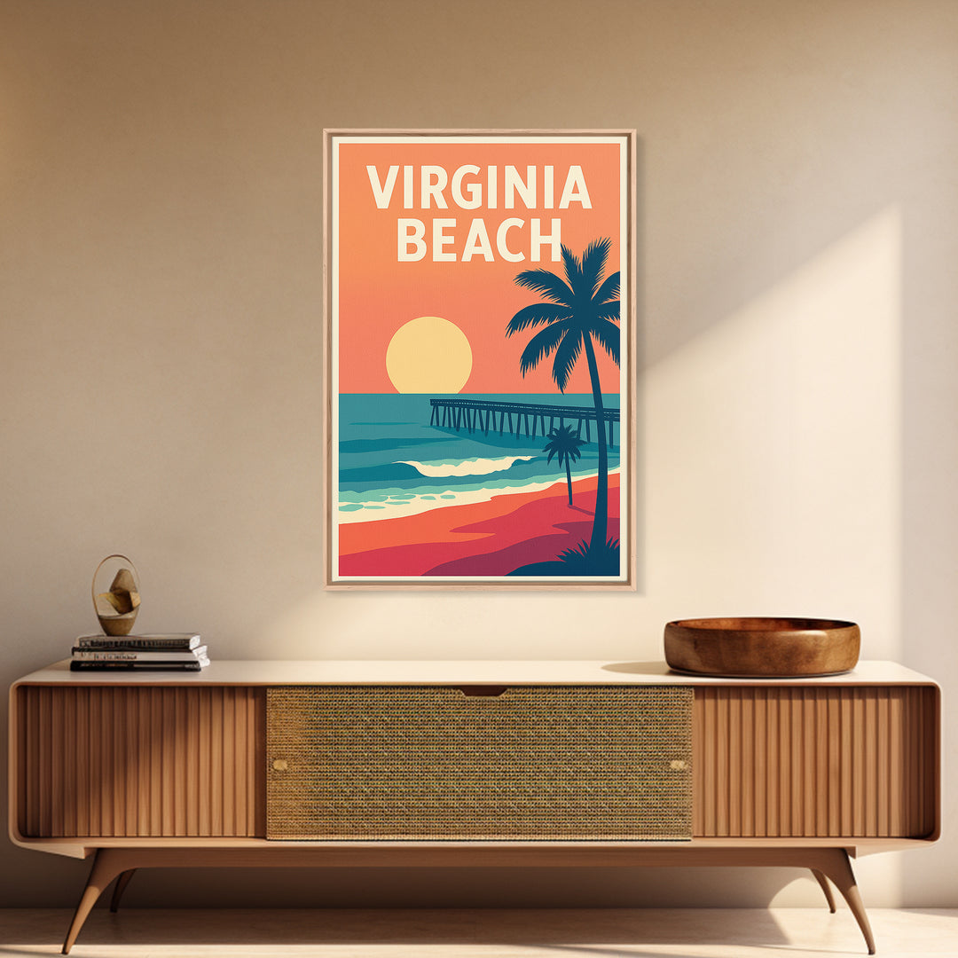 Virginia Beach Travel Poster, Canvas Print, Mid Century City Wall Art, Virginia Beach Art Print, Modern Wall Decor, Fine Art Print