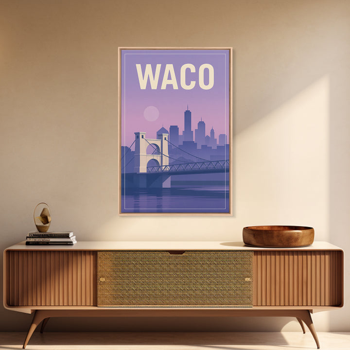 Waco Texas Travel Poster, Canvas Print, Mid Century City Wall Art, Waco City Art, Travel Wall Art, Gift For Travelers, Travel Art Print