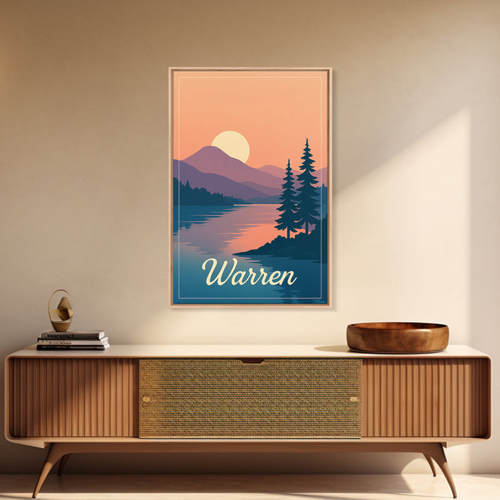 Warren Michigan Travel Poster, Framed Canvas Print, Mid Century City Wall Art, Warren City Art, Mid Century Wall Art, Vintage Travel Print