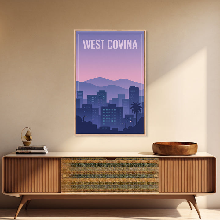 West Covina California Travel Poster, Canvas Print, Vintage Poster Art, West Covina Travel Art, City Illustration, Vintage City Poster