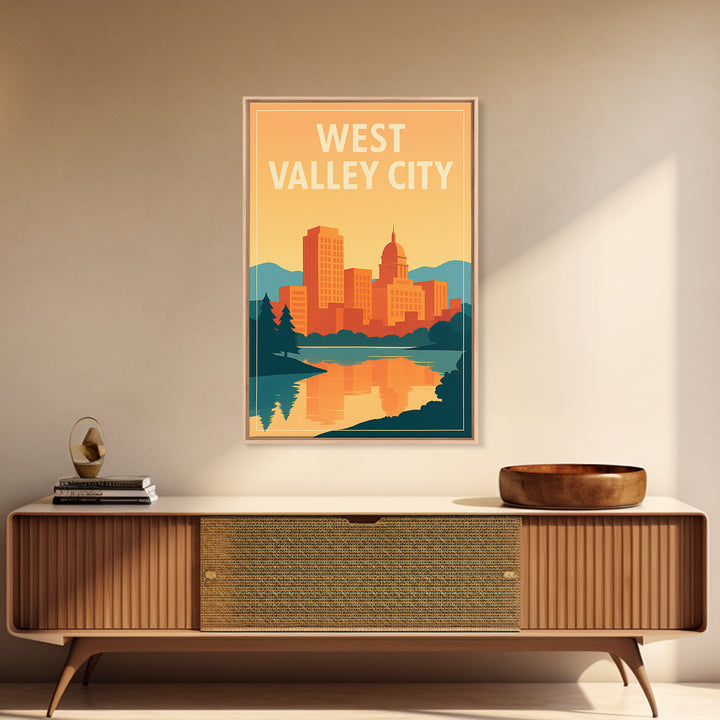 West Valley City Travel Poster, Framed Canvas Print, Classic Travel Poster Art, West Valley City Poster Print, Vintage City Poster