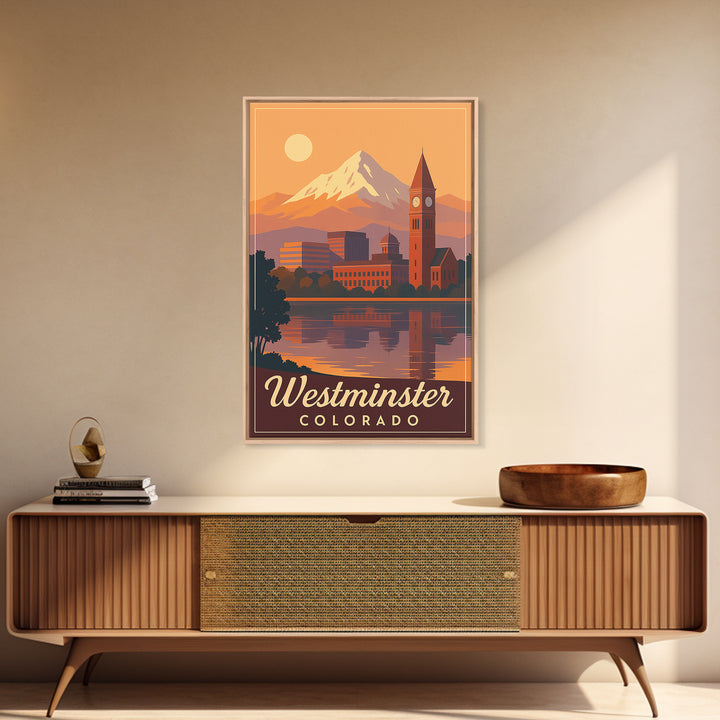Westminster Colorado Travel Poster, Canvas Print, Retro Sunset Skyline Art, Westminster Poster Print, Travel Art Print, Art Print, Wall Art