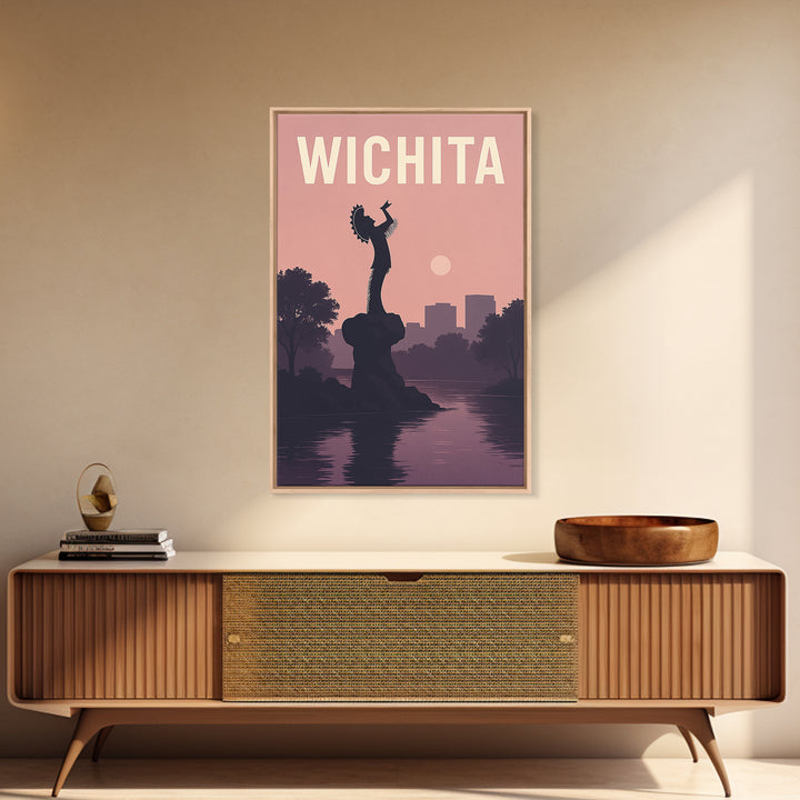 Wichita Kansas Travel Poster, Framed Canvas Print, Classic Travel Poster Art, Wichita Poster Print, Travel Poster Art, Travel Wall Decor