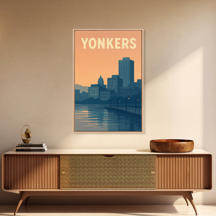 Yonkers New York Travel Poster, Framed Canvas Print, Mid Century City Wall Art, Yonkers Wall Art, Travel Poster Art, Retro Travel Print