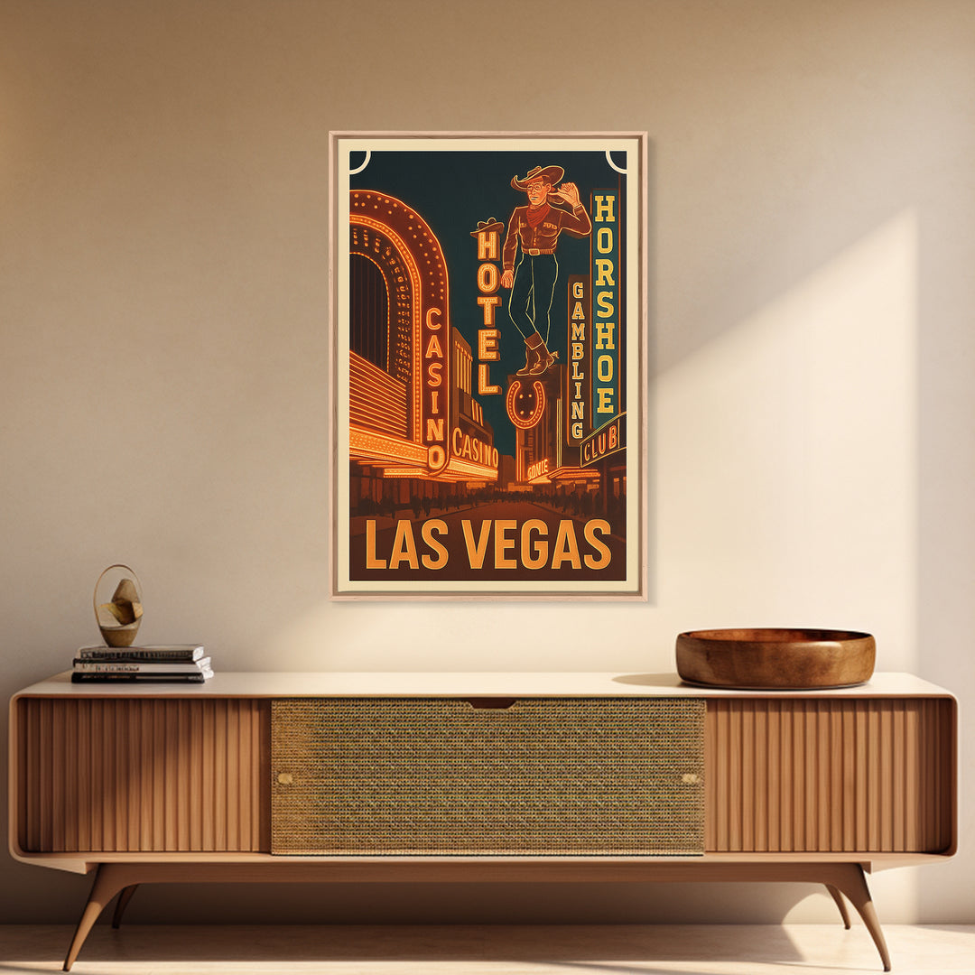 Las Vegas Travel Poster, Canvas Print, Retro City Wall Art, Las Vegas Art Print, Watercolor Downtown Skyline, Travel Art, Wanderlust Decor