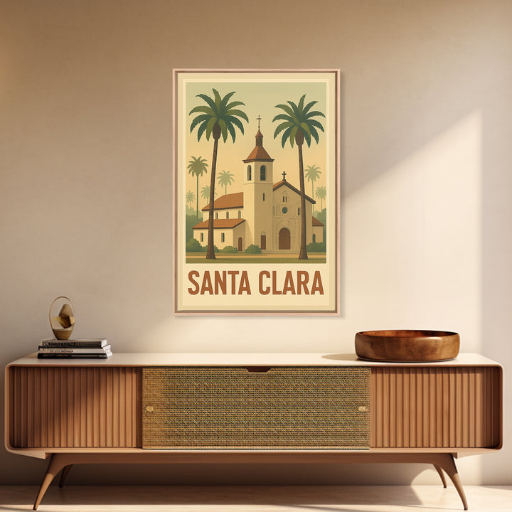 Santa Clara Travel Poster, Framed Canvas Print, Classic Retro Poster Art, Santa Clara Travel Art, Living Room Wall Art, Vintage Travel Art
