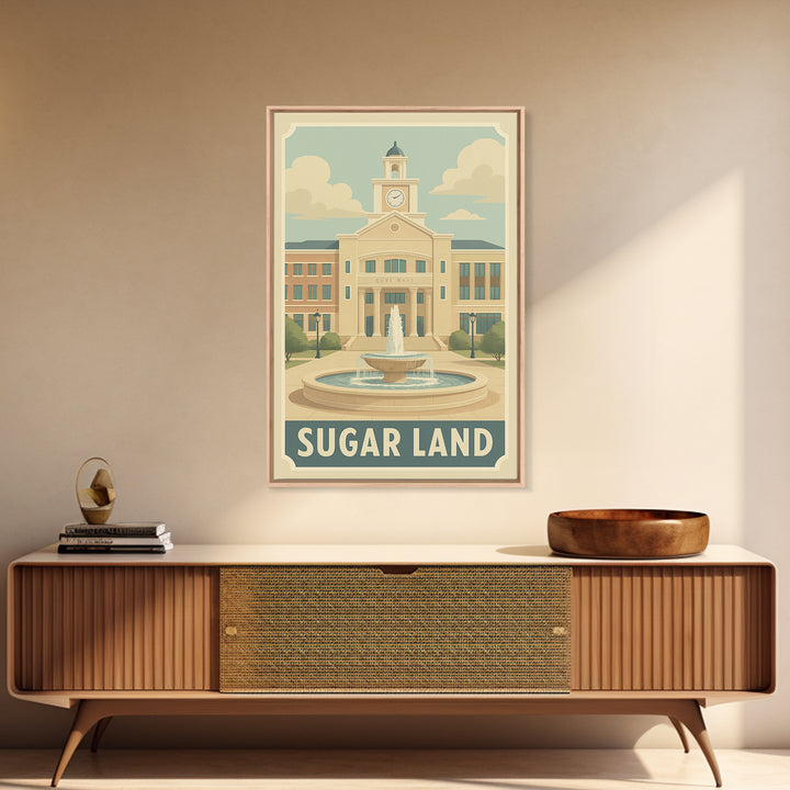 Sugar Land Texas Travel Poster, Canvas Print, Retro Poster Art, Sugar Land Wall Art, Retro Travel Print, City Travel Prints, Wall Art