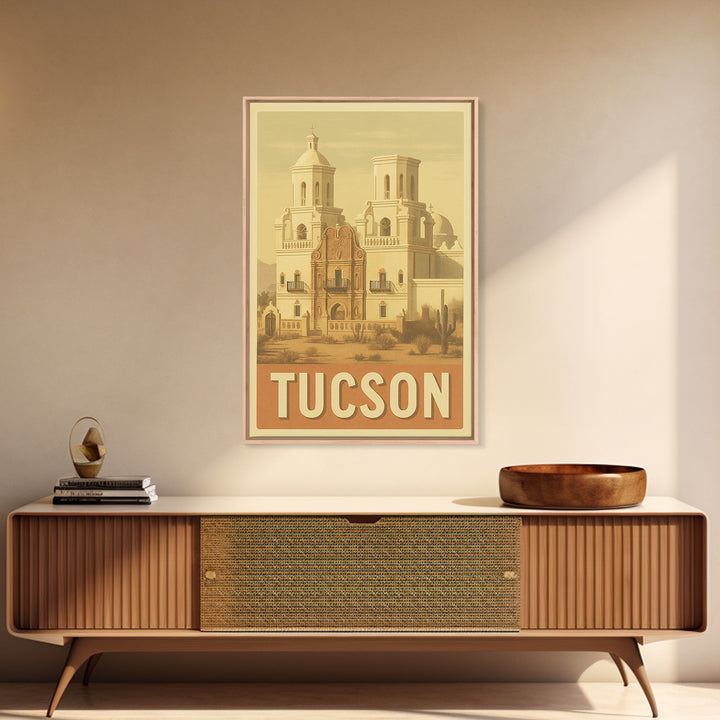 Tucson Arizona Travel Poster, Canvas Print, Vintage Theatre Style Art, Tucson Wall Art, City Illustration, Mid Century Wall Art, Travel Art