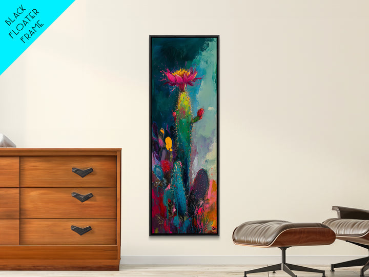 Abstract Desert Cactus Wildflower Art Framed Canvas Print | Southwest Wall Art | Botanical Prints | Boho Wall Art | Moody Art