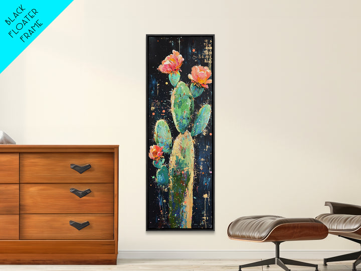 Blooming Cactus Canvas Print pink orange wall art southwest wall art agave painting boho art botanical prints