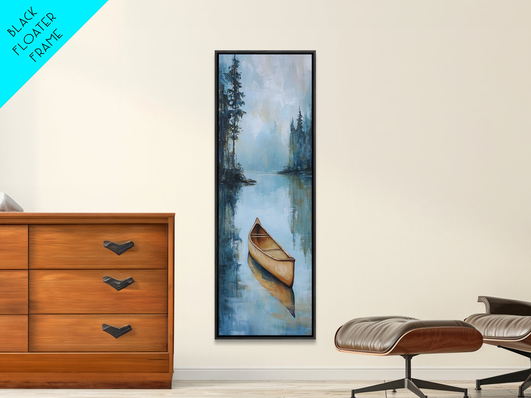Canoe Painting Framed Canvas Print Lake Tahoe Art Nautical Wall Art Coastal Decor Rustic Art Above Sofa Art Extra Wide Art